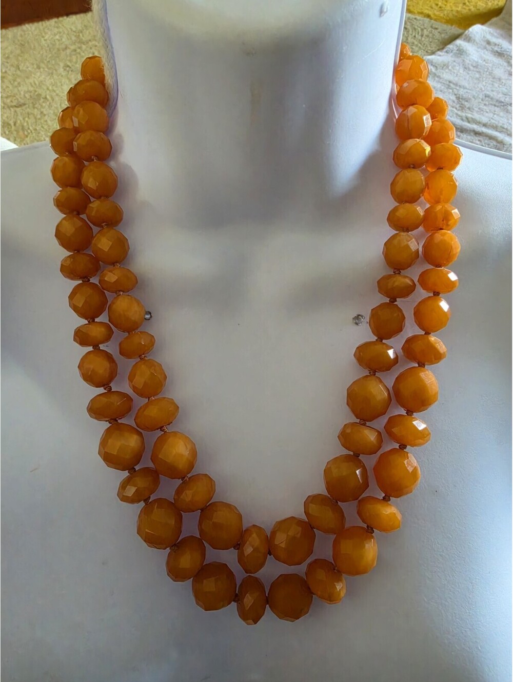 Vintage Kate  Spade 2009 Collection Bead Layered Necklace in citrine orange.